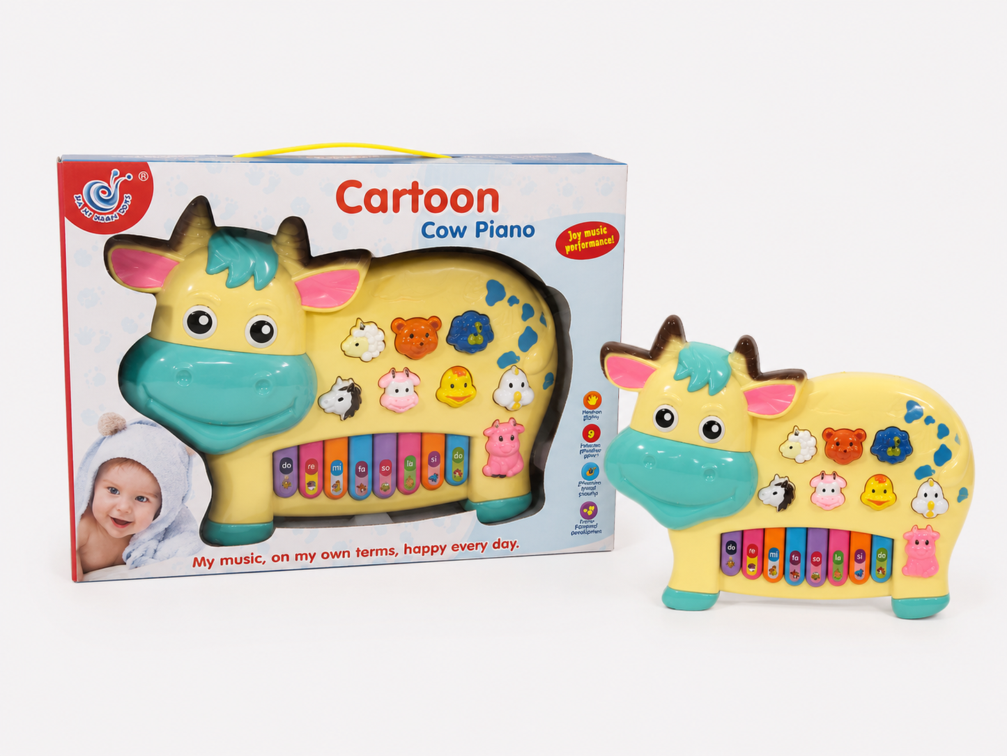 Cartoon Cow Musical Piano