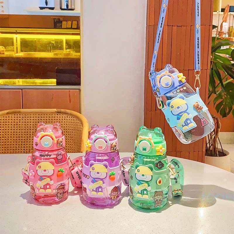Cartoon Kids Water Bottle with Straw