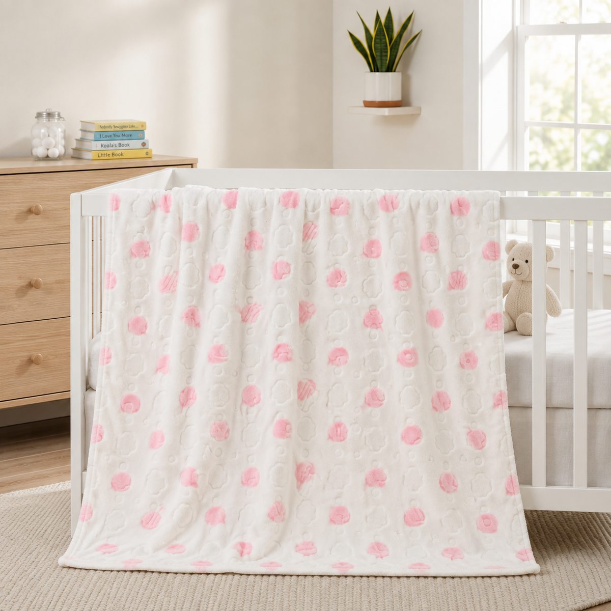 PETAL DOT PLUSH BLANKET