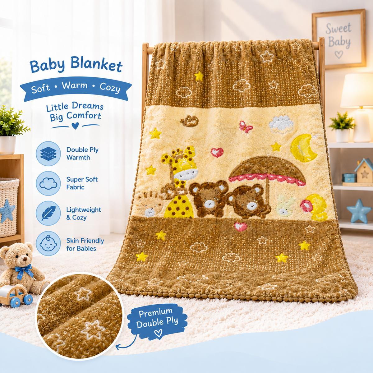 PREMIUM DOUBLE-PLY COMFORT BABY BLANKET