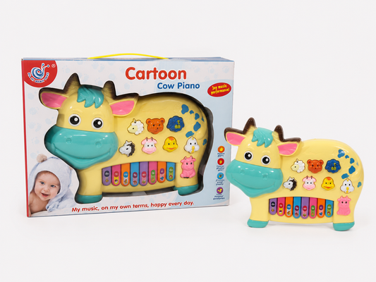 Cartoon Cow Musical Piano