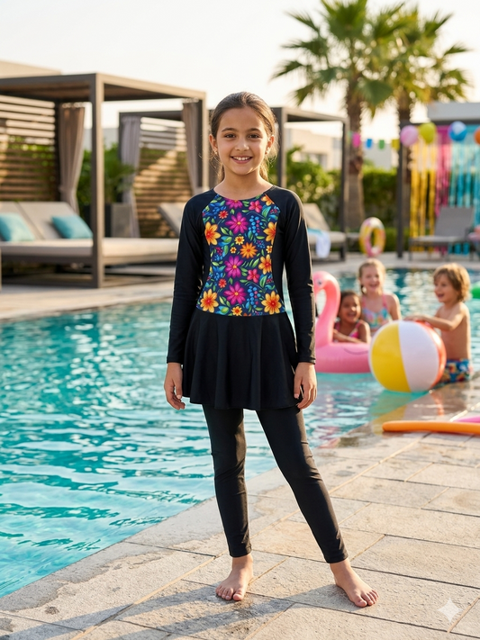 Girls Garden Bloom Modest Swim Set