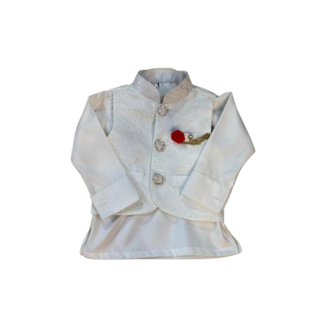 👑 Mini Gentleman 3-Piece Suit – Grayish and White Edition