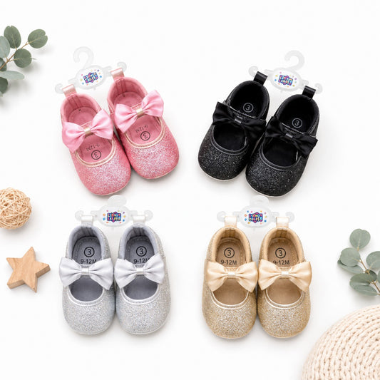 Baby Sparkle Bow  Shoes (0–18 Months)