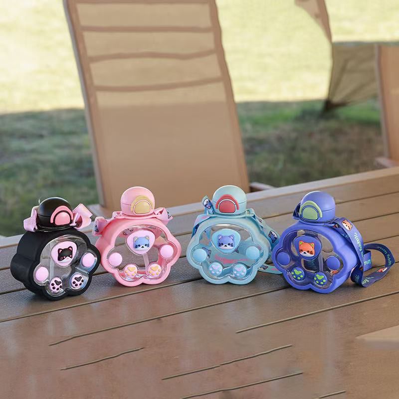 Paw Print Plastic Kids Water Bottle
